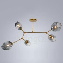 Lámpara de araña moderna contemporánea de 5 luces con pantalla de cristal