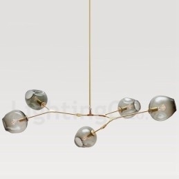 Lámpara de araña moderna contemporánea de 5 luces con pantalla de cristal
