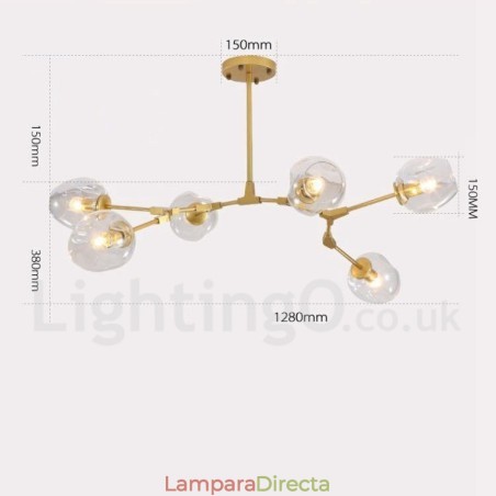 Lámpara de araña moderna contemporánea de 6 luces con pantalla de vidrio transparente y luz Lámpara de araña moderna contemporánea de 6 luces con pantalla de vidrio transparente y luz