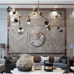 Lámpara de araña dorada de 10 luces con pantalla de cristal, estilo moderno y contemporáneo.