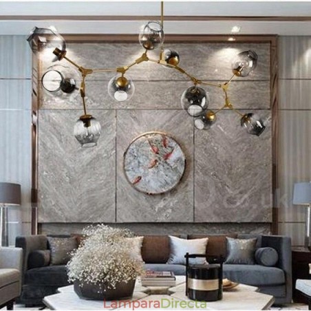 Lámpara de araña dorada de 10 luces con pantalla de cristal, estilo moderno y contemporáneo. Lámpara de araña dorada de 10 luces con pantalla de cristal, estilo moderno y contemporáneo.