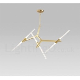Lámpara de araña moderna contemporánea de 6 luces y 2 niveles (negra y dorada)