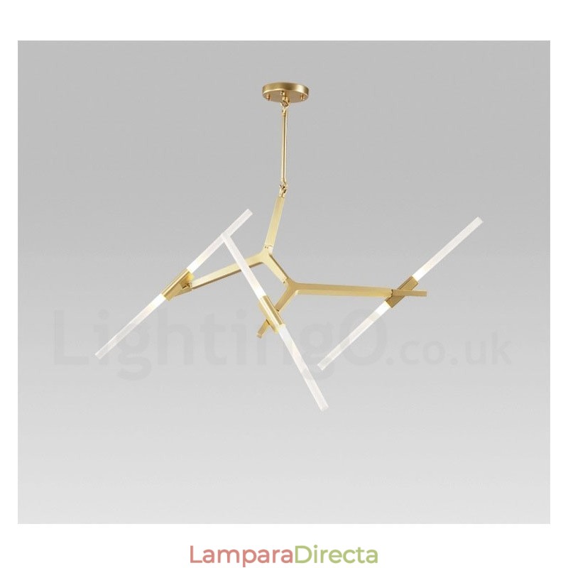 Lámpara de araña moderna contemporánea de 6 luces y 2 niveles (negra y dorada)