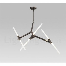 Lámpara de araña moderna contemporánea de 6 luces y 2 niveles (negra y dorada)