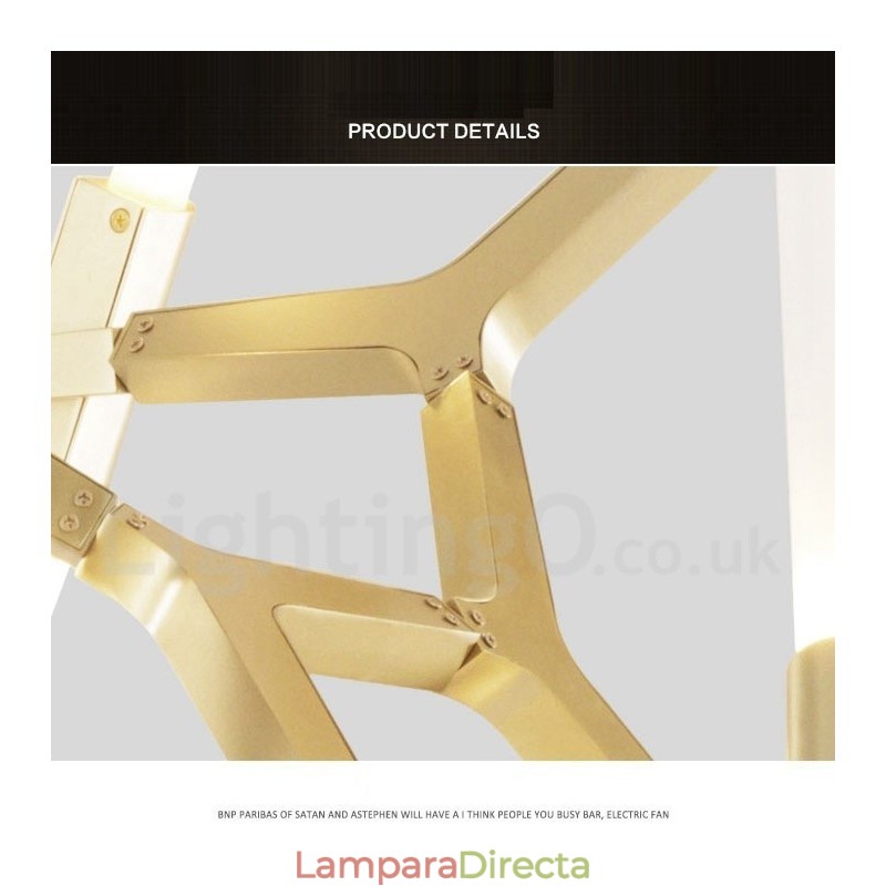Lámpara de araña moderna contemporánea de 6 luces y 2 niveles (negra y dorada)