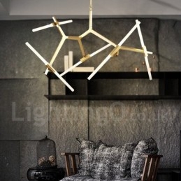 Lámpara de araña moderna contemporánea de 10 luces (negra y dorada)
