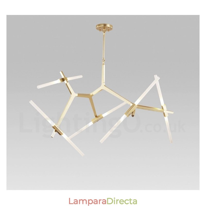 Lámpara de araña moderna contemporánea de 10 luces (negra y dorada)