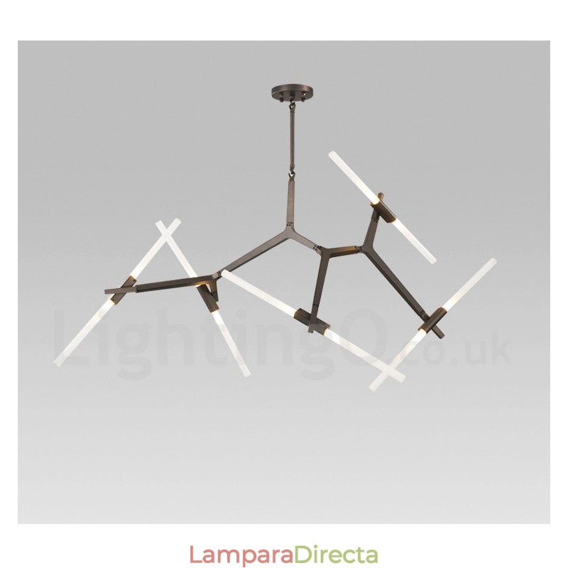 Lámpara de araña moderna contemporánea de 10 luces (negra y dorada)