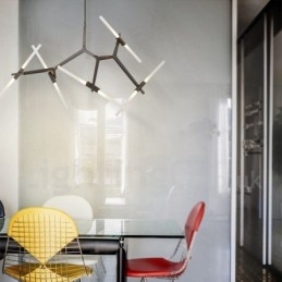 Lámpara de araña moderna contemporánea de 10 luces (negra y dorada)