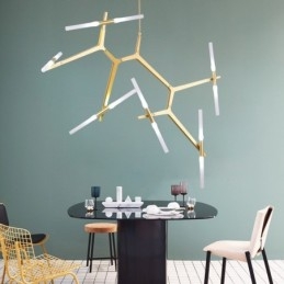 Lámpara de araña moderna contemporánea de 12 luces (negra y dorada)