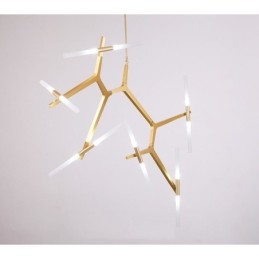 Lámpara de araña moderna contemporánea de 12 luces (negra y dorada)