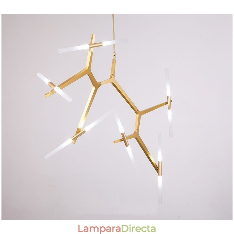 Lámpara de araña moderna contemporánea de 12 luces (negra y dorada)