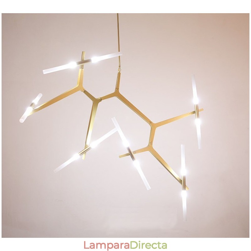 Lámpara de araña moderna contemporánea de 12 luces (negra y dorada)