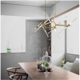 Lámpara de araña moderna contemporánea de 12 luces (negra y dorada)