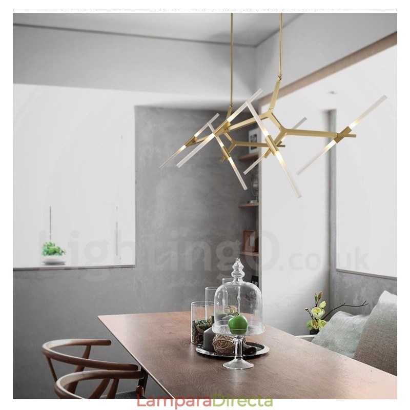 Lámpara de araña moderna contemporánea de 12 luces (negra y dorada)