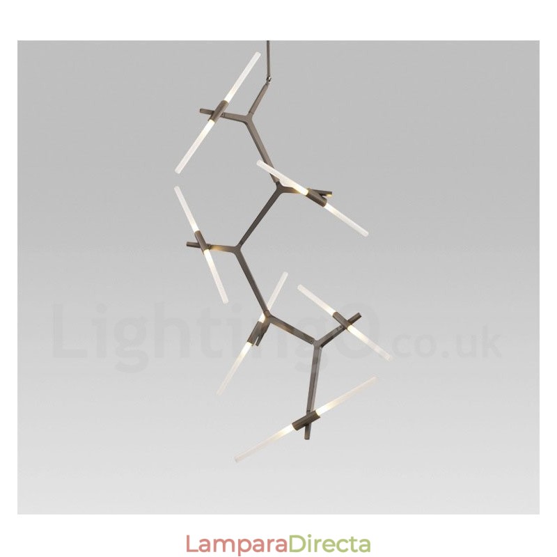 Lámpara de araña moderna contemporánea de 12 luces (negra y dorada)