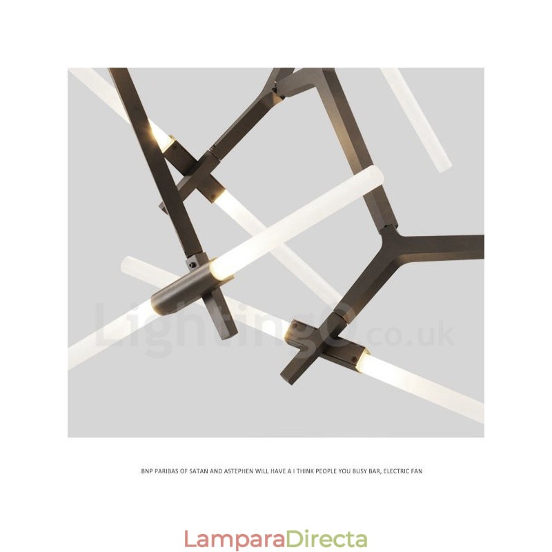 Lámpara de araña moderna contemporánea de 12 luces (negra y dorada)