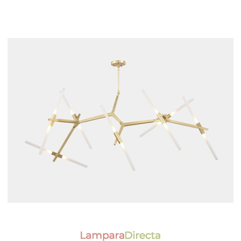 Lámpara de araña moderna contemporánea de 14 luces (negra y dorada)