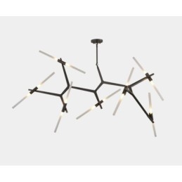 Lámpara de araña moderna contemporánea de 14 luces (negra y dorada)