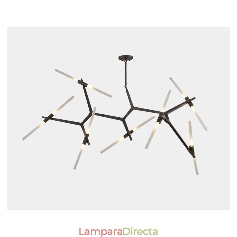 Lámpara de araña moderna contemporánea de 14 luces (negra y dorada)