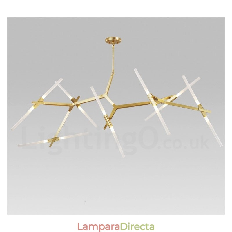 Lámpara de araña moderna contemporánea de 14 luces (negra y dorada)