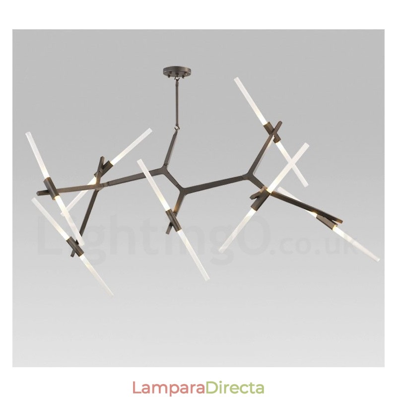 Lámpara de araña moderna contemporánea de 14 luces (negra y dorada)