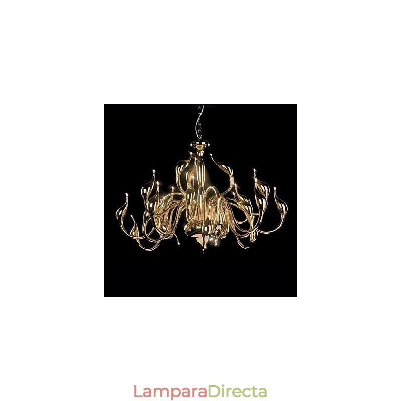 Lámpara de araña moderna de 24 luces G4 con baño de oro