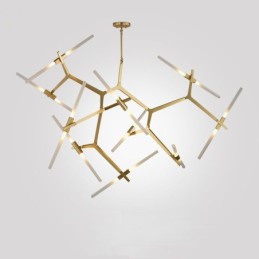 Lámpara de araña moderna contemporánea de 20 luces (negra y dorada)