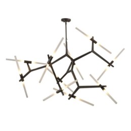 Lámpara de araña moderna contemporánea de 20 luces (negra y dorada)