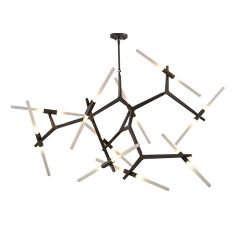 Lámpara de araña moderna contemporánea de 20 luces (negra y dorada)