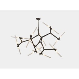 Lámpara de araña moderna contemporánea de 20 luces (negra y dorada)
