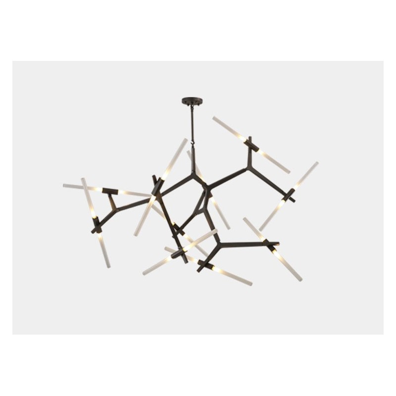 Lámpara de araña moderna contemporánea de 20 luces (negra y dorada)