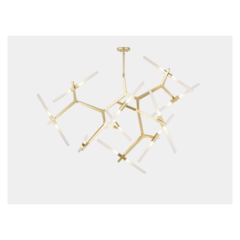 Lámpara de araña moderna contemporánea de 20 luces (negra y dorada)