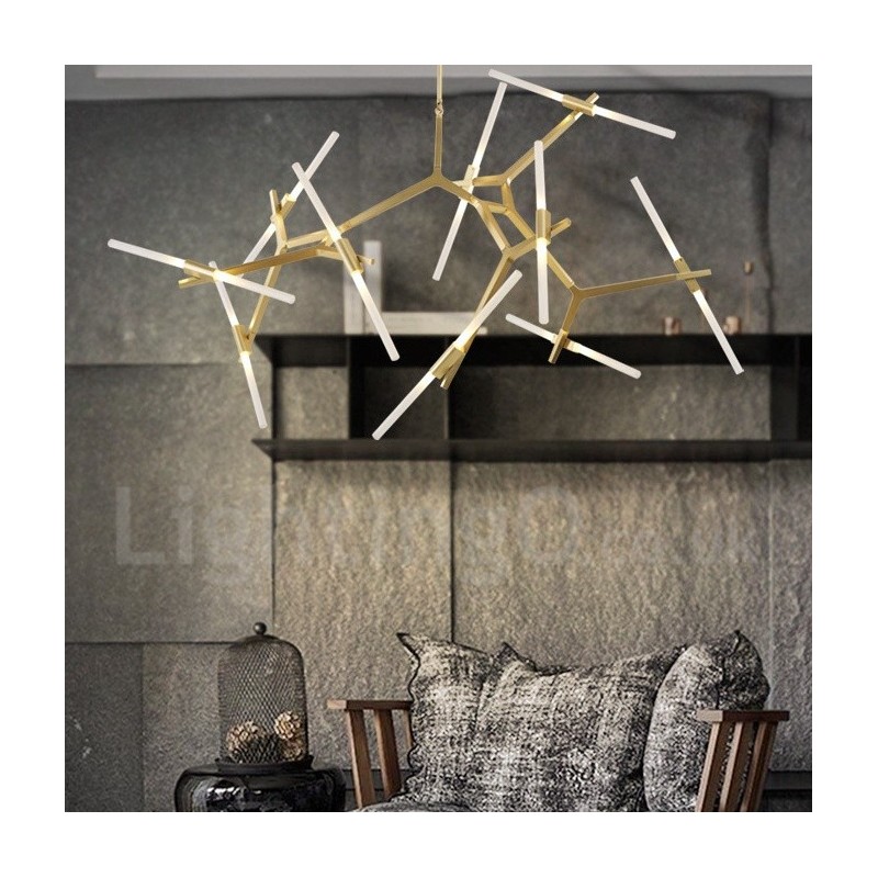 Lámpara de araña moderna contemporánea de 20 luces (negra y dorada)