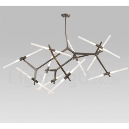 Lámpara de araña moderna contemporánea de 20 luces (negra y dorada)
