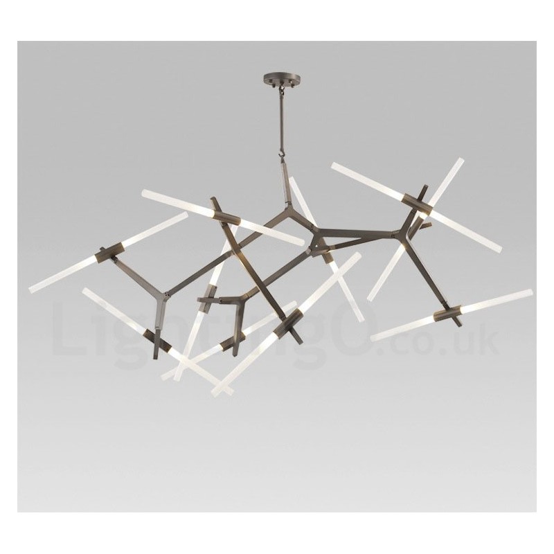 Lámpara de araña moderna contemporánea de 20 luces (negra y dorada)