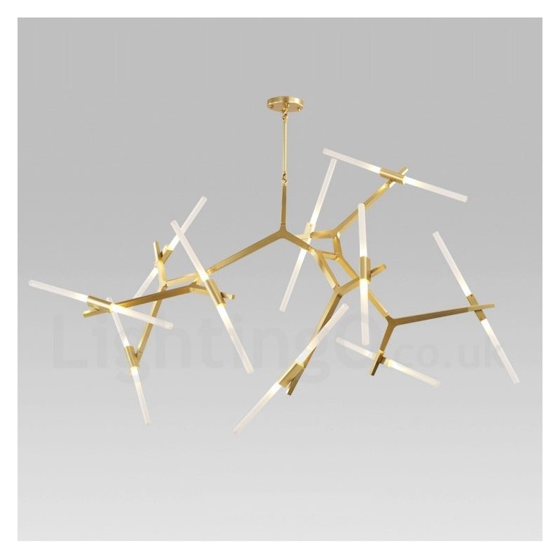 Lámpara de araña moderna contemporánea de 20 luces (negra y dorada)