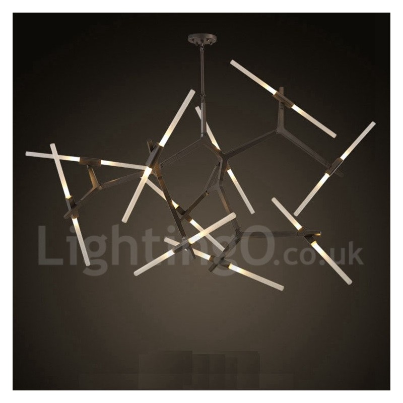 Lámpara de araña moderna contemporánea de 20 luces (negra y dorada)