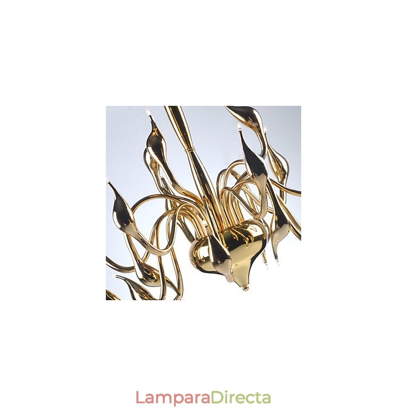 Lámpara de araña moderna de 24 luces G4 con baño de oro