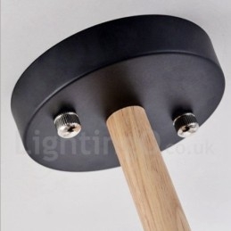 Lámpara de araña moderna contemporánea de madera de un solo nivel de 3 luces con pantalla de tela en forma de tambor y