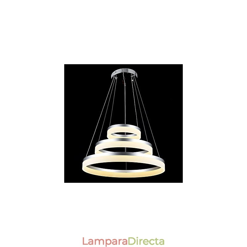 Lámpara colgante redonda moderna de acrílico, iluminación de lujo con tres anillos, accesorios de iluminación de techo.