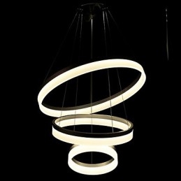 Lámpara colgante redonda moderna de acrílico, iluminación de lujo con tres anillos, accesorios de iluminación de techo.