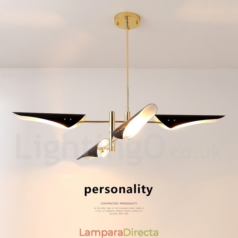 Lámpara de araña moderna contemporánea de 2 niveles y 4 luces