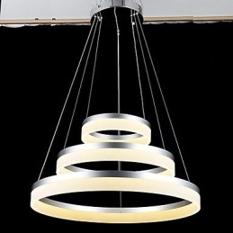 Lámpara colgante redonda moderna de acrílico, iluminación de lujo con tres anillos, accesorios de iluminación de techo.