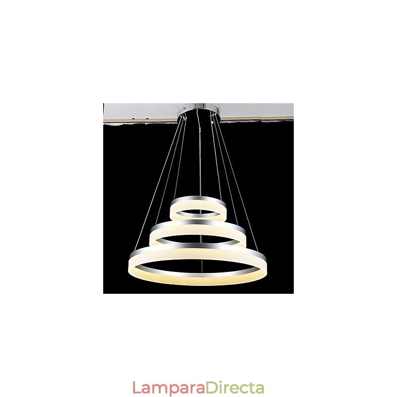 Lámpara colgante redonda moderna de acrílico, iluminación de lujo con tres anillos, accesorios de iluminación de techo.