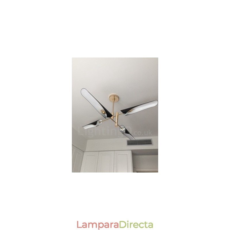 Lámpara de araña moderna contemporánea de 2 niveles y 4 luces