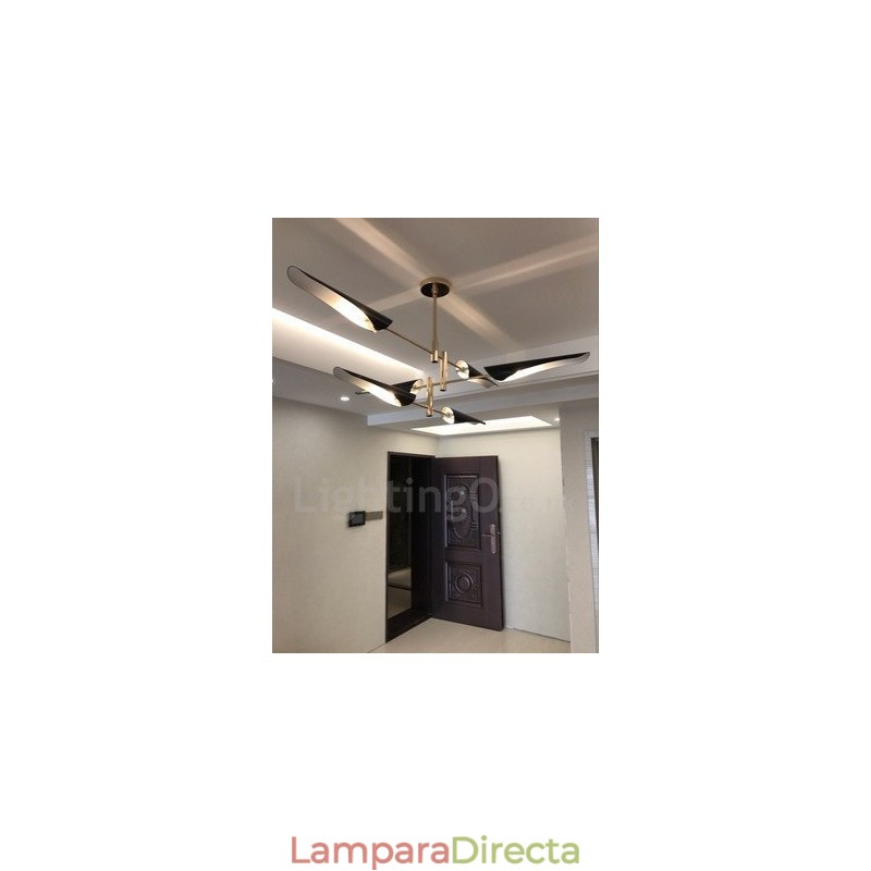 Lámpara de araña moderna contemporánea de 3 niveles y 6 luces