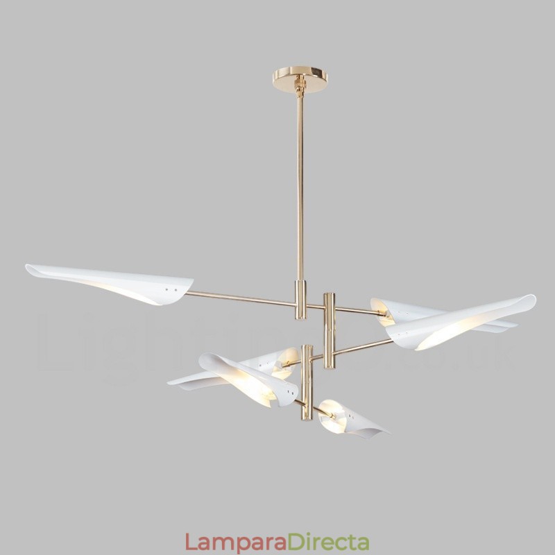 Lámpara de araña moderna contemporánea de 3 niveles y 6 luces