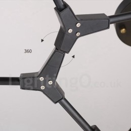 Lámpara de araña moderna contemporánea de 8 luces negra