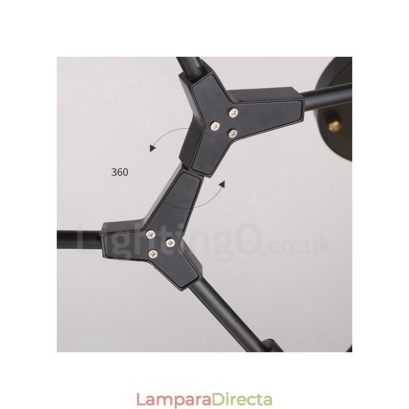 Lámpara de araña moderna contemporánea de 8 luces negra